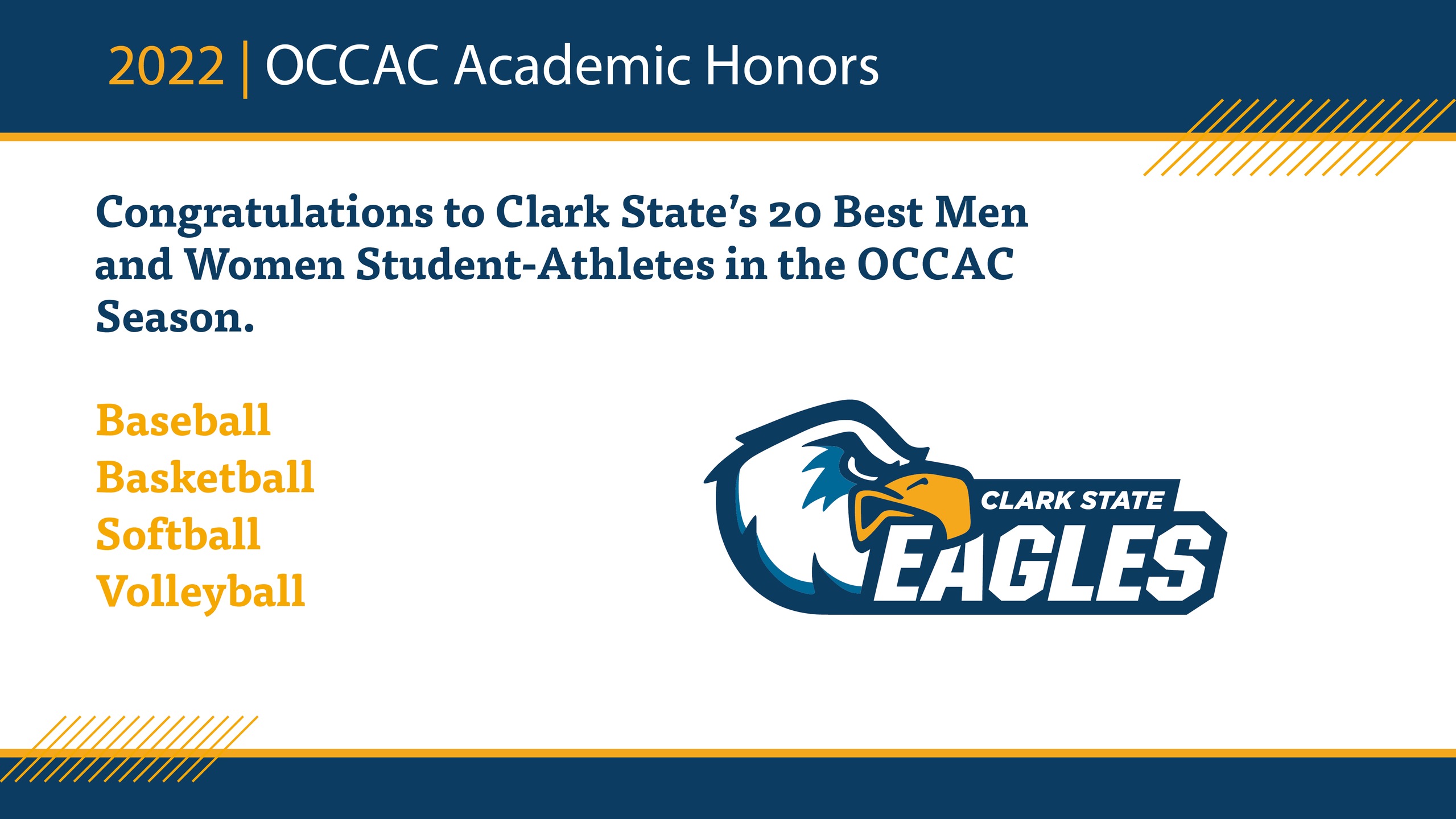 Twenty Clark State Student Athletes Bring Home OCCAC Academic Honors