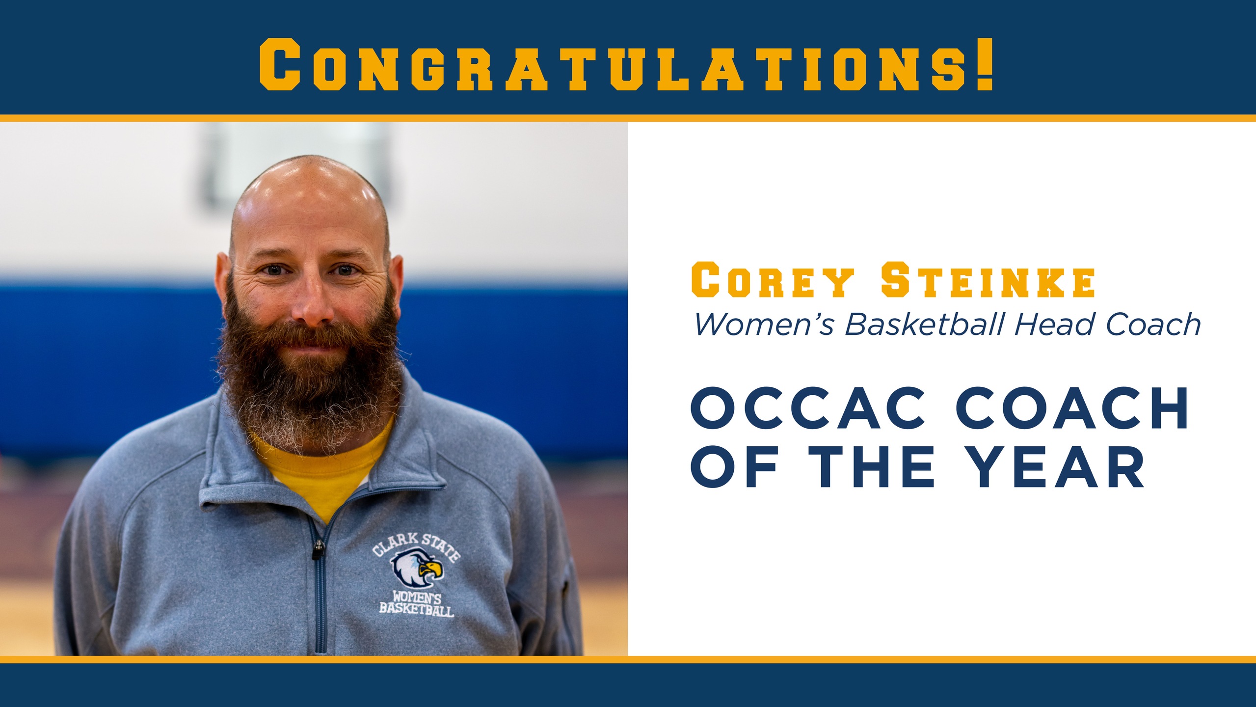 Clark State Women's Basketball Coach Receives OCCAC Coach of the Year Award